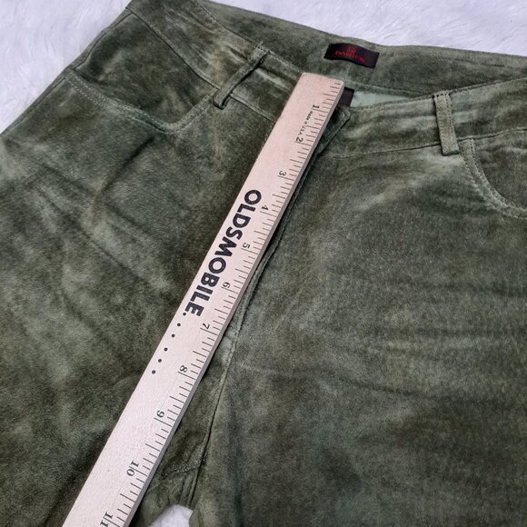 Danier Womens Khaki Green Suede Leather Boot Cut Pants Size 6 - Picture 6 of 10